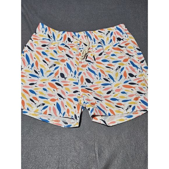 Swim Trunks Mens Medium Multicolor Fish With Brief Liner Swimsuit - Picture 1 of 10